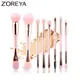 Zoreya Brand Double Head Pink Crystal Makeup Brushes Soft Synthetic Hair Angled Brow Eye Shadow