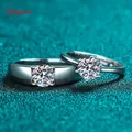 Smyoue D Color 1CT Moissanite Couple Ring Lovers Solitaire Wedding Promise Rings 925 Silver Platinum