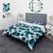 Designart "Minimalist Cobalt Blue Circles Geometry I" White Modern Bedding Cover Set With 2 Shams