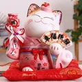 8 Zoll Keramik Maneki Neko Ornament Glücks katze Spar büchse japanisches Paar Glück Katze Feng Shui