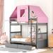 Merax Twin Over Twin Bunk Bed Wood Bed with Tent and Drawers