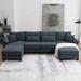 Corduroy Modular Chaise Sofa U-shape Sectional Sofa Sets 6-seat Reversible Cushions Couch with Ottomans and 4 Pillows, Grey