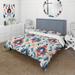 Designart "Red And Blue Tribal Ikat Harmony" Red Ikat Bedding Cover Set With 2 Shams