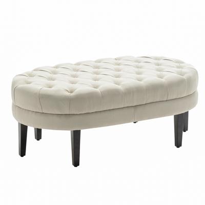 Porthos Home Itan Fabric Oval Cocktail Ottoman with Rubberwood Legs