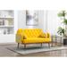 Tufted Back Loveseat Sofa Velvet Sleeper Loveseat Sofa Accent Settee with 2 Half Moon Pillows and Square Arms for Living Room