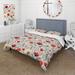 Designart "Rustic Red And Green Garden Charm I" Green Cottage Bed Cover Set With 2 Shams