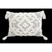 13" X 18" Grey And White Damask Zippered Polyester And Cotton Blend Throw Pillow With Tassels