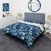 Designart "Urban Cobalt Blue And Bwhite Grid Geometric I" White Modern Bedding Set With Shams