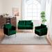 3-Piece Modern Velvet Upholstered Living Room Sofa Set with Two-Seater Sofa and 2 Accent Chair, Handmade Woven Tufted Back Sofa