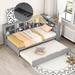 Twin/Full Size Daybed with Twin Trundle, Daybed with Storage Shelf and USB Charging Ports