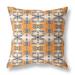 20" X 20" Orange And Gray Abstract Zippered Suede Throw Pillow