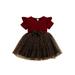 Canrulo Toddler Baby Girl Ruffle Ribbed High Waist Leopard Print Tulle Princess Party Dresses Kids Summer Dress Wine Red 2-3 Years