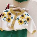 Godderr Kids Baby Toddler Fall Cardigan Sweater 12M-7Y Vintage Cardigan Knitwear Sweater with Flower Soft Breathable Knit Sweater Jackets Coats for Girls