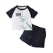 Kucnuzki 0 Months Baby Boy Summer Outfits Shorts Sets 3 Months Short Sleeve Color-Blocked Dinosaur Prints T-Shirt Tops WalkShorts 2PCS Set White