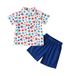 Shiningupup Toddler Boys Short Sleeve Independence Day 4Th of July Cartoon Prints T Shirt Tops Shorts Child Kids Gentleman Outfits Toddler for Boys 3T Toddler Boy Shirts 2T