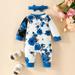 LYCAQL Baby Bodysuit Girls Long Sleeve Floral Prints Pullover Romper Jumpsuit Clothes Rompers for Little (Blue 3-6 Months)