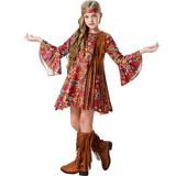 KDFJPTH Toddler Outfits for Girls Hippie Disco Party Dress Peace Loving Outfit Children Clothes Sets
