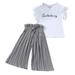 Wiueurtly Medium Girl Clothes Outfits Tops+Ruffle Pants Kids Shirt T Loose Children Girls Baby Letter Girls Outfits&Set