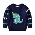 LYCAQL Baby Girl Clothes Toddler Kids Girls Boys Christmas Dinosaur Cartoon Sweater Casual Prints Knitted Long Sleeve (Dark Blue 4-5 Years)