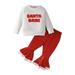 ZHAGHMIN Toddler Girls Sweatshirts Fall Clothes Casual Christmas Letter Embroider Long Sleeve T Shirt Pullover Tops + Flare Pants Outfits Red Size24 Months