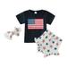 Toddler Boys Girls Independence Day 4 of July Short Sleeve Star Prints T Shirt Tops Shorts Outfits Kids Boys Toddler Boy Clothes 4T Fall Winter Baby Boy Rompers 6 9 Months