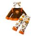 Toddler Baby Girls Thanksgiving Outfit Turkey Print Long Sleeve Sweatshirt + Pants+Headband Sets Infant 3Pcs Clothes