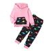 ZHAGHMIN 2Pcs Baby Girls Fall Winter Clothes Cartoon Dinosaur Printed Hoodie Sweatshirt Tops with Pockets & Pants Outfits Clothing Sets Pink Size7 years