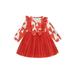 Huakaishijie Toddler Baby Girls Sweet Princess Dress Long Sleeve Christmas Tree Print A-line Tulle Dress