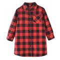 Meuva Girls Toddler Plaid Pleated Mini Dress Button Down Plaid Flannel Shirts Girls Fitted Long Sleeve Shirt Toddler Long Sleeve Short Sleeve Shirts Girls Shoulder Less Shirts Girls Wear for Girls