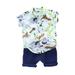 Wiueurtly Baby Boy 4 Piece Summer Thin Cartoon Dinosaur Series Shorts Short Sleeve Two Piece Set