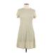 Topshop Casual Dress - A-Line Crew Neck Short sleeves: Yellow Dresses - Women's Size 8