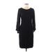 NANETTE Nanette Lepore Casual Dress - Sheath Scoop Neck 3/4 sleeves: Black Solid Dresses - Women's Size 6