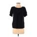 Ann Taylor Short Sleeve Blouse: Black Tops - Women's Size 2X-Small Petite