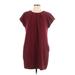 Vince Camuto Casual Dress - Mini High Neck Short sleeves: Burgundy Print Dresses - Women's Size 8