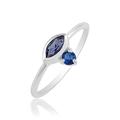 Blue Sapphire Marquise Two Stone Ring 925 Sterling Silver Birthstone Jewelry For Her 63 (20.1), U 1/2