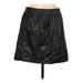 Ann Taylor LOFT Faux Leather A-Line Skirt Knee Length: Black Print Bottoms - Women's Size Medium