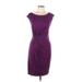 Studio M Cocktail Dress - Sheath Scoop Neck Short sleeves: Purple Print Dresses - Women's Size Large