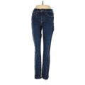 Madewell Jeggings - Mid/Reg Rise Skinny Leg Boyfriend: Blue Bottoms - Women's Size 24 - Dark Wash