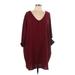 ee V Neck 3/4 sleeves:some Casual Dress - Shift V Neck 3/4 sleeves: Burgundy Print Dresses - New - Women's Size Large