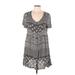 Minkpink Casual Dress - A-Line V Neck Short sleeves: Gray Dresses - Women's Size Large