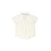 Mudpie Baby Short Sleeve Button Down Shirt: Ivory Solid Tops - Size 12-18 Month