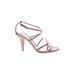 Antonio Melani Heels: Strappy Stiletto Glamorous Burgundy Print Shoes - Women's Size 7 1/2 - Open Toe