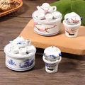 1Set 1:12 Dollhouse Miniature Ceramics Tea Set Kettle Cup Tea Sea Wind Furnace Kids Pretend Play Toy