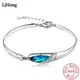 S925 Sterling Silber Armband Blau Liebhaber Kristall Armband Für EINE frau Engagement Hochzeit