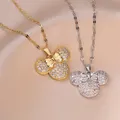 Disney Mickey Mouse Necklace Anime Kawaii Studded Zircon Cute Mickey Head Pendant Accessories Woman