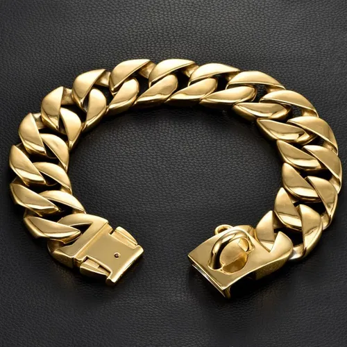 Bully Hund Kragen 32mm Edelstahl Gold Kette Große Hund Pitbull Bulldogge Französisch Halskette
