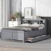 Captain Bed Space-Saving Platform Bed Frame with 5 Storage Shelf USB Port, Twin Size Trundle with 3 Drawers and Wheels