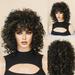 Ediodpoh African Short Curly Hair Small Curly Hair Bangs Black Wig Hair Set Rose Net Mechanism Fiber Wig Wigs for Women C
