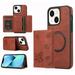 Feishell Wallet Case For iPhone 15 Plus with Card Slot Holder Detachable Magnetic Back 2 in 1 Design Compatible with Mag-Safe PU Leather Credit Slot Phone Cover For iPhone 15 Plus Winered