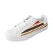 ZIZOCWA Fashion Women Flat Sneakers Non Slip Leather Striped Color Lace-Up Casual Shoes Lightweight Walking Running Tennis Shoes White Size7